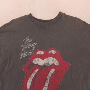 The Rolling Stones Short Sleeve Band Crew Neck Shirt Mens Size Medium M Gray Red